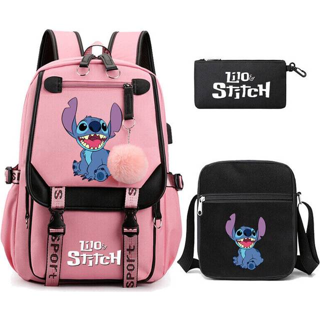 3Pcs/Set Lilo Stitch Printed Backpack Bookbag Rucksack Bagpack Schoolbag new