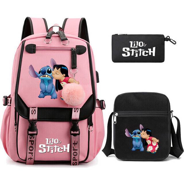3Pcs/Set Lilo Stitch Printed Backpack Bookbag Rucksack Bagpack Schoolbag new