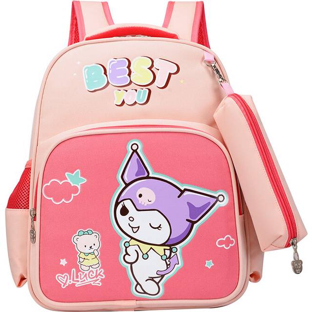 (Pink) Cute Cartoon Kids Backpack With Pencil Case Large Capacity Lightweight Design