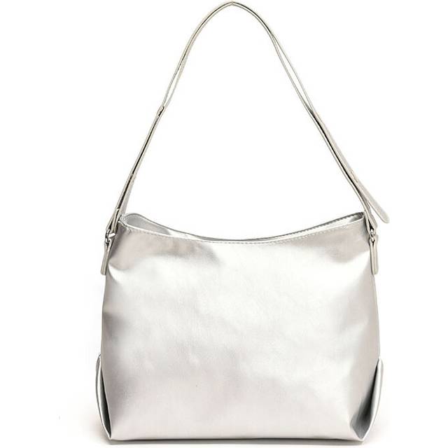 (Silver) Urban Chic Large Pu Tote Bag For Women 2024 Summer New Luxury Commuter Crossbody