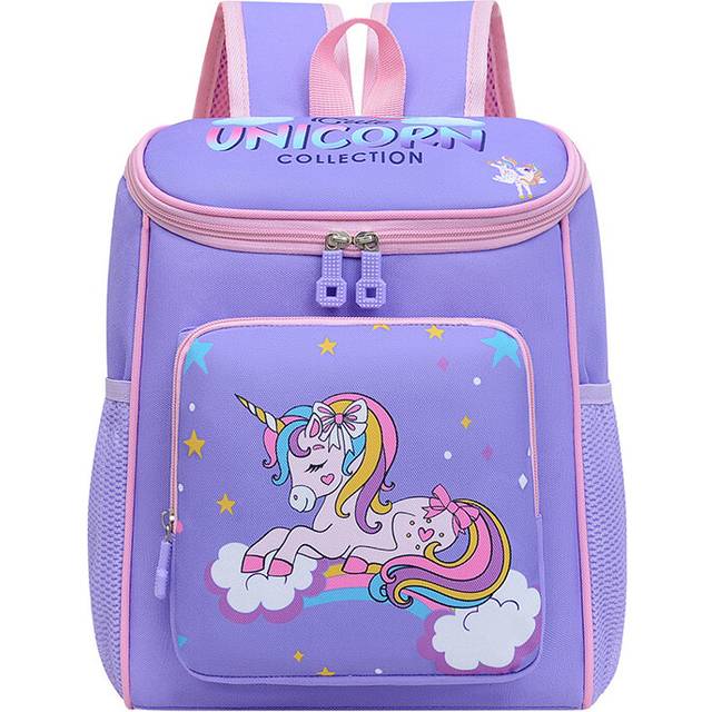(Purple) Cute Unicorn Dinosaur Cartoon Kids Backpack With Large Capacity For School