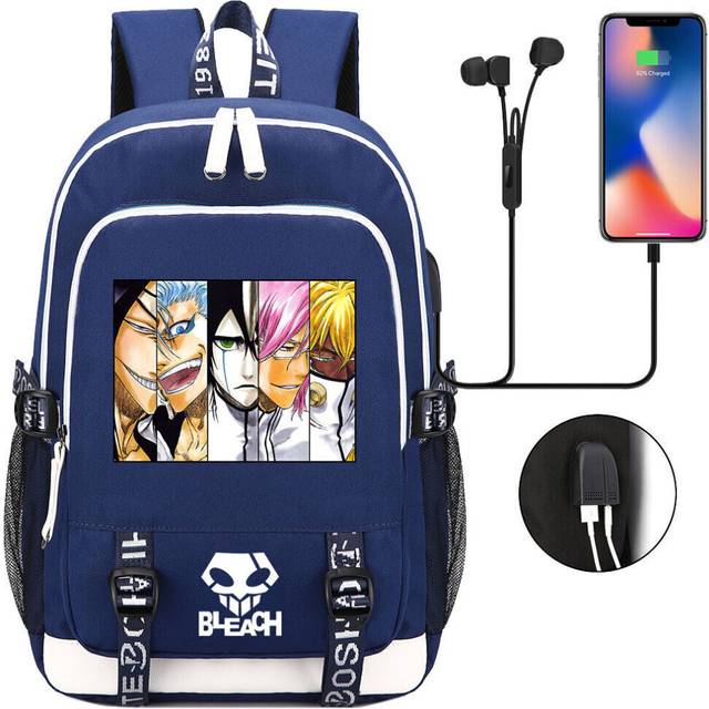 New Anime Bleach Backpack USB Laptop Backpack Teenager Student School Book Bags--as the picture-44cmx30cmx15cm
