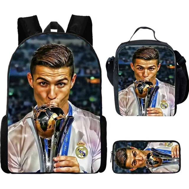 Football Star Ronaldo Backpack Schoolbag Shoulder Student Book Kids Teenager Bag-as the picture-only a backpack