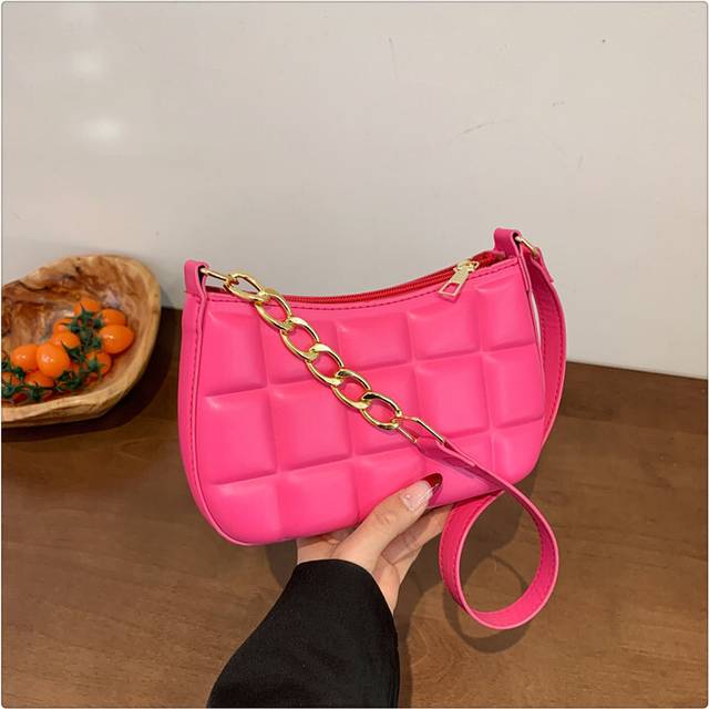 (Rose Red) Shoulder Single Crossbody Bag Fashion Casual Simple Retro Underarm Girl Style