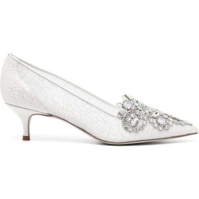 René Caovilla - Veneziana crystal kitten-heel pumps - women - Calf Leather/Satin/Satin/Rubber - 39 - White