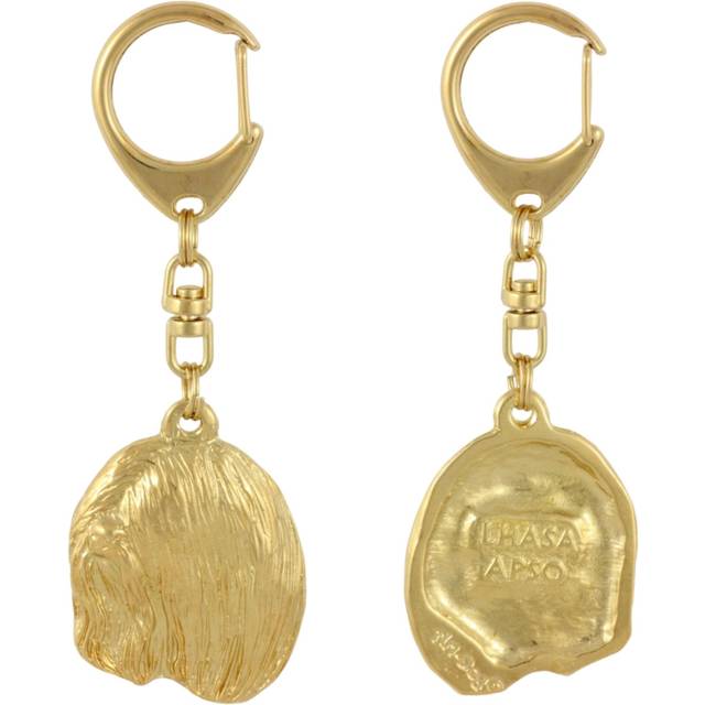Lhasa Apso - Gilded key ring with dog, handbag decoration, luxury accessory by Art-Dog brand