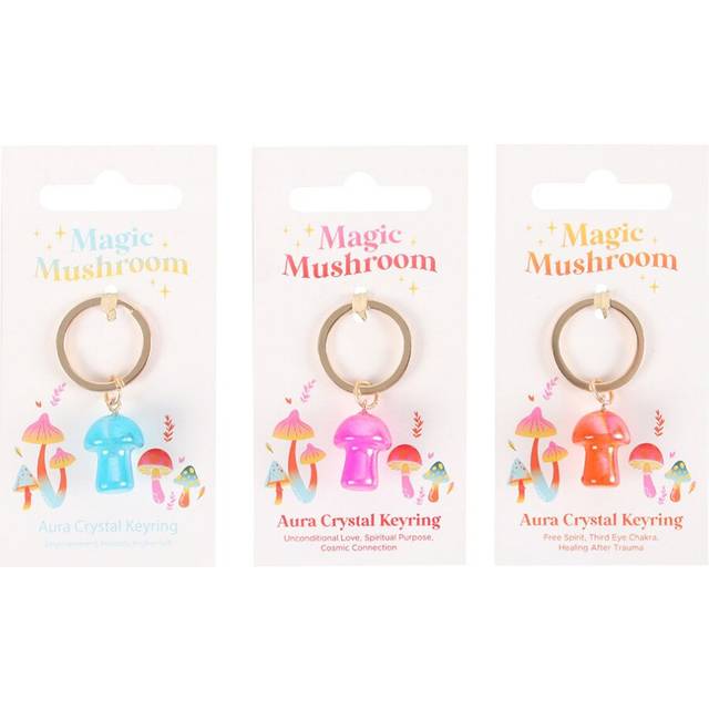 Something Different Mushroom Crystal Keyring (Pack of 18) - Pink/orange/blue