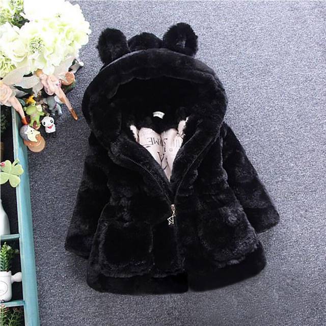 (B4531-4, 4T) Toddler Girls Fur Coat Solid Color Girls Coats Casual Style Kids Coat Autumn Winter Kids Clothes