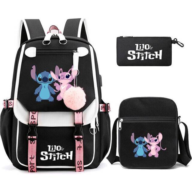 3Pcs/Set Lilo Stitch Printed Backpack Bookbag Rucksack Bagpack Schoolbag new