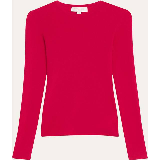 Hutton Ribbed Cashmere Pullover - RASPBERRY - X-Small
