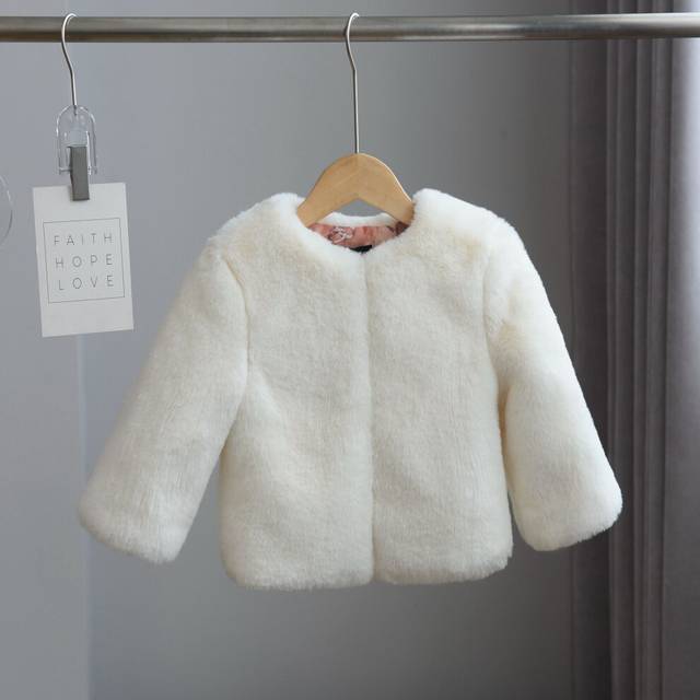 (White, 1-2Years) Kids Girls Fur Coat outwear Winter Warm Jacket UK