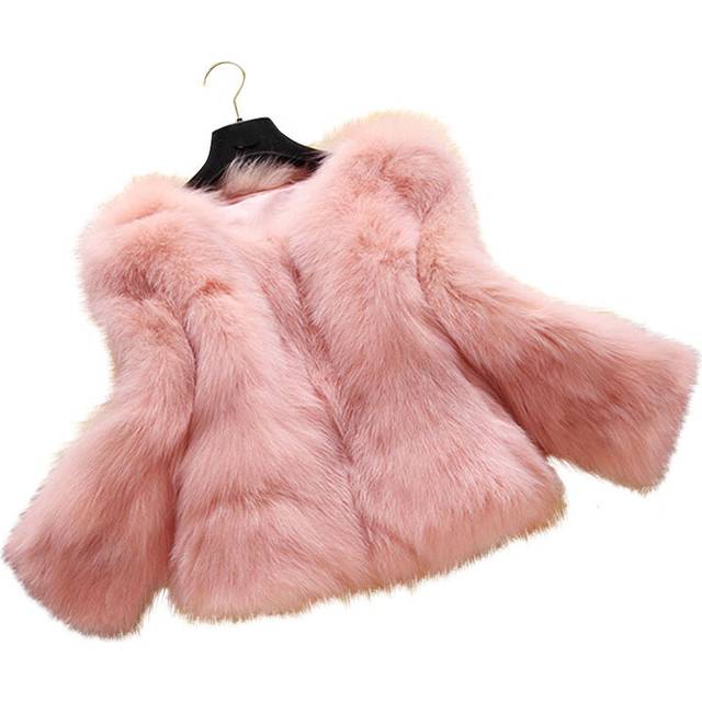 (Pink, 4-5Years) Kids Girls Fur Coat outwear Winter Warm Jacket fox