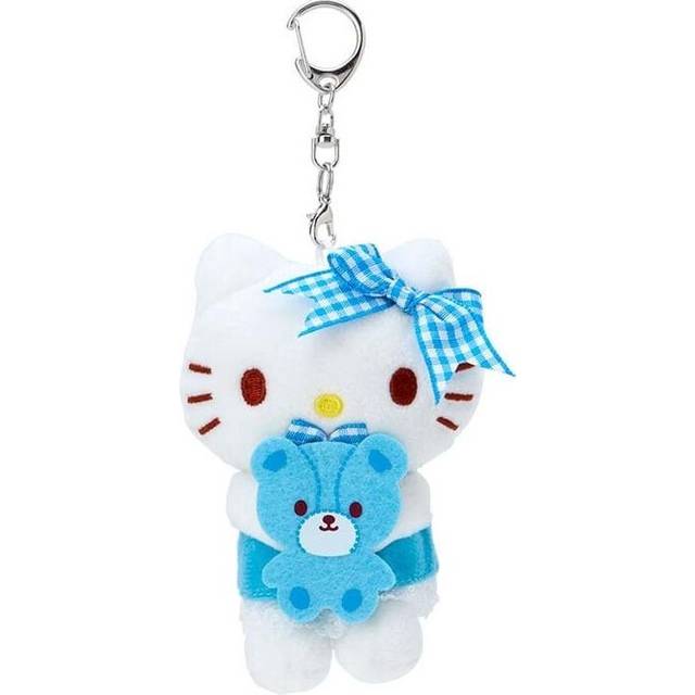 (Blue) Sanrio Hello Kitty Keychain Cute Cartoon Plush Schoolbag Decorative Pendant Gift