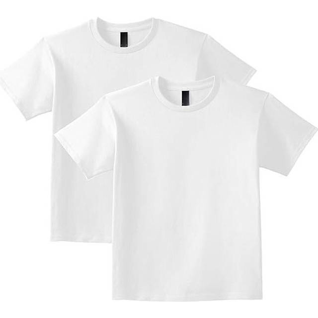 (White, Medium / 3T / 2-3 YO) 2 Pack Cotton Blank Plain Crew Neck Short Sleeve Toddler T-Shirt Tee Top Bulk for Youth Kids Baby Boys Girls