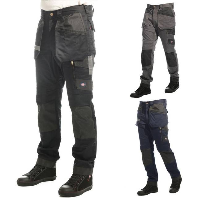 (Navy, 34W/Regular) Lee Cooper Workwear Multi Pockets Knee Pad Pocket Stretch Holster Cargo Trousers