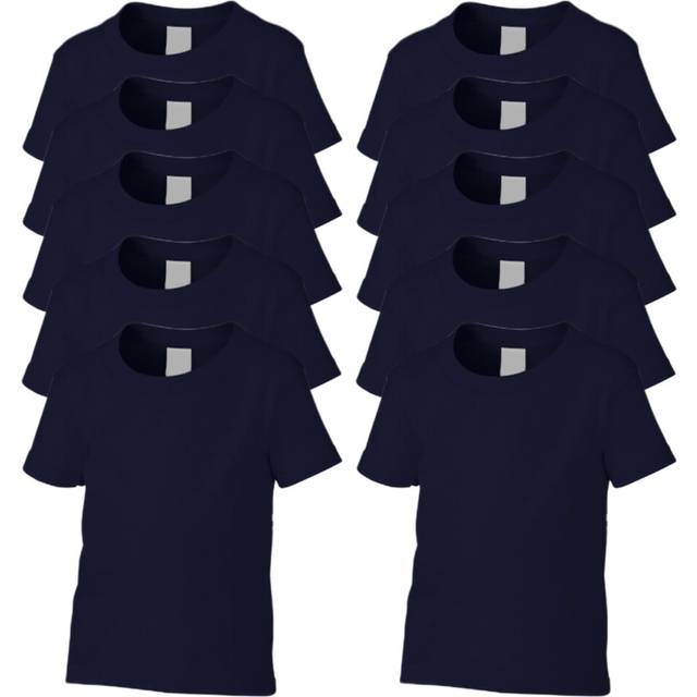 (Navy Blue, Medium / 3T / 2-3 YO) 10 Pack Cotton Blank Plain Crew Neck Short Sleeve Toddler T-Shirt Tee Top Bulk for Youth Kids Baby Boys Girls