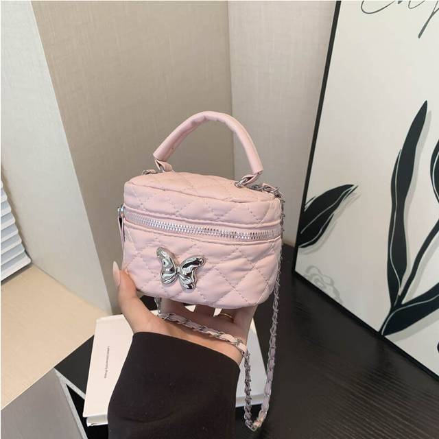 (Pink) Trendy 2024 Summer Quilted Bow Knot Crossbody Bag Featuring Soft Material And Stylish Design