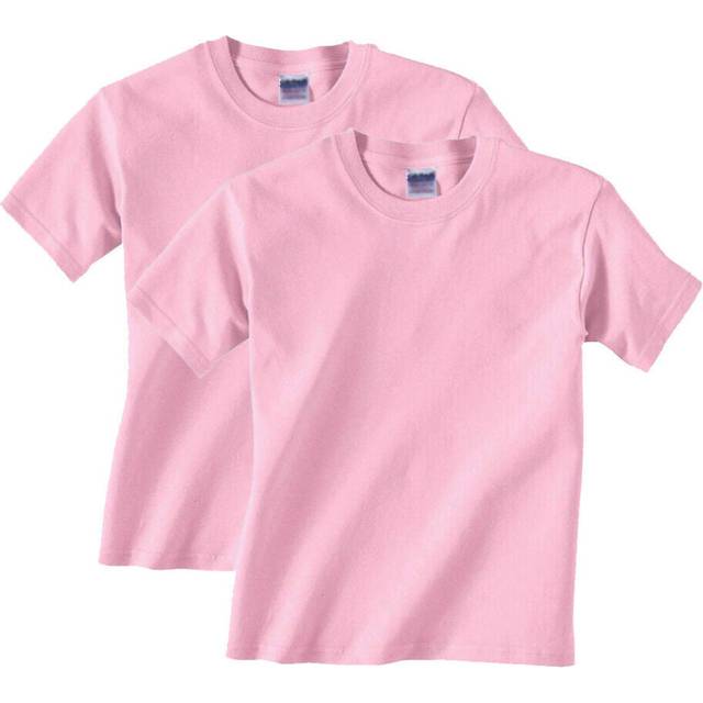 (Pink, Medium / 3T / 2-3 YO) 2 Pack Cotton Blank Plain Crew Neck Short Sleeve Toddler T-Shirt Tee Top Bulk for Youth Kids Baby Boys Girls