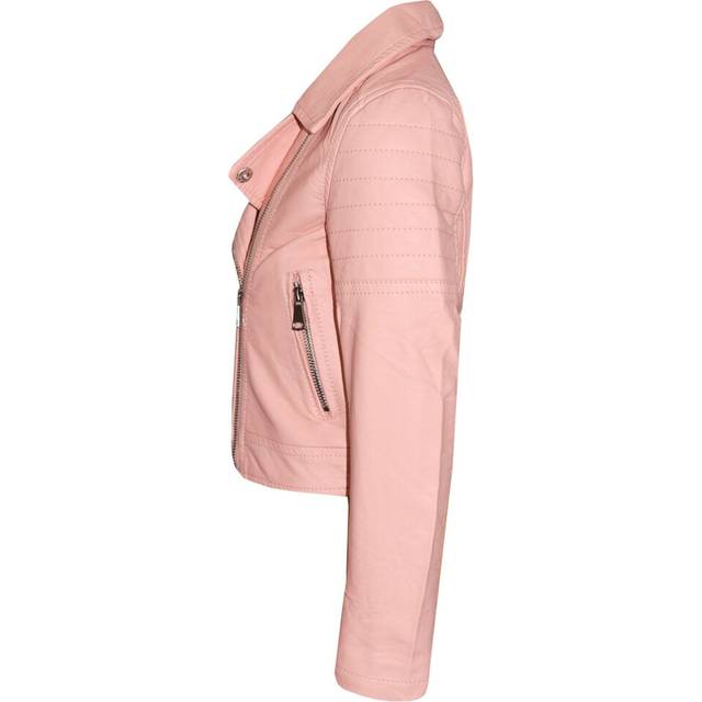 (11-12 Years) Girls Jackets Kids Designer Peach PU Faux Leather Jacket Zip Up Biker Coats 5-13