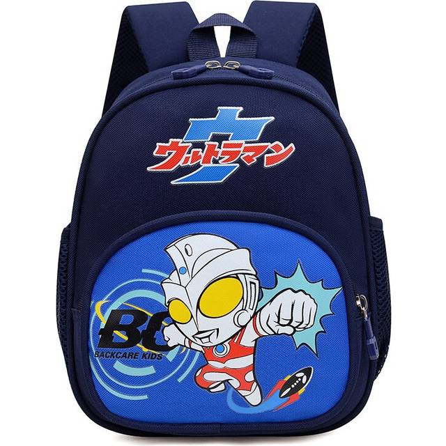 (Blue) Trendy Nylon Kids Backpack With Curved Shoulder Straps And Cute Cartoon Designs