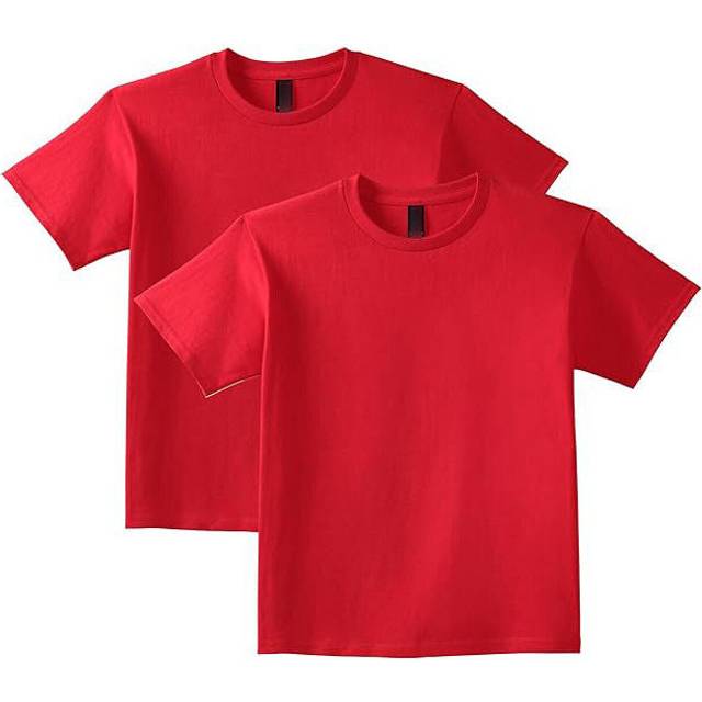 (Red, 2XL / 6T / 5-6 YO) 2 Pack Cotton Blank Plain Crew Neck Short Sleeve Toddler T-Shirt Tee Top Bulk for Youth Kids Baby Boys Girls