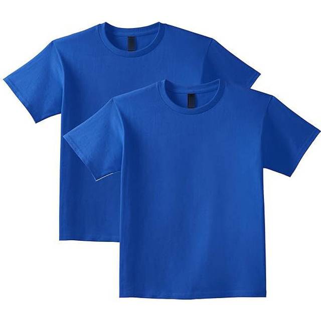 (Blue, Small / 2T / 1-2 YO) 2 Pack Cotton Blank Plain Crew Neck Short Sleeve Toddler T-Shirt Tee Top Bulk for Youth Kids Baby Boys Girls