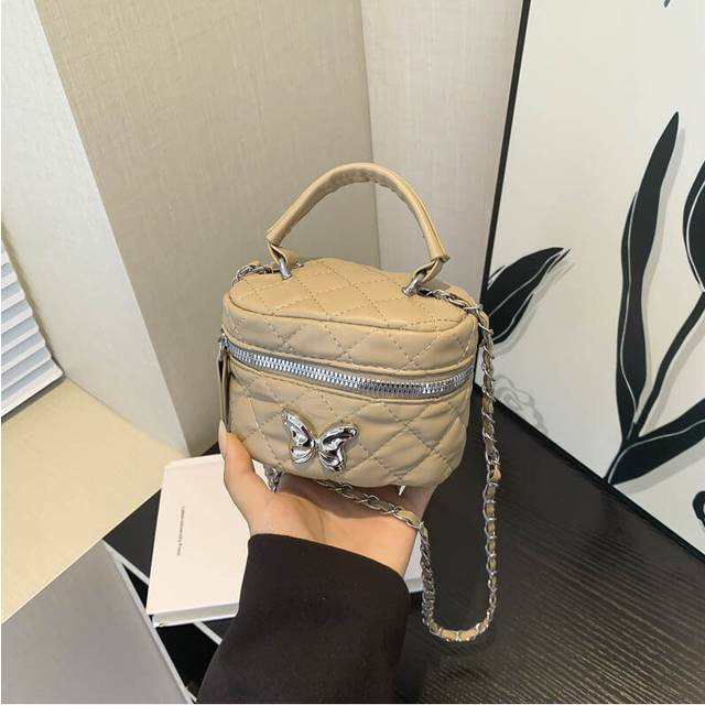 (Khaki) Trendy 2024 Summer Quilted Bow Knot Crossbody Bag Featuring Soft Material And Stylish Design
