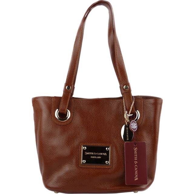Ladies leather handbag grab bag by smith & canova classic bucket style