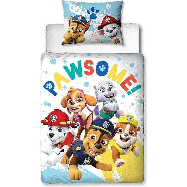 Paw Patrol Official Toddler Cot Bed Duvet Cover | Splodge Design Reversible 2 Sided Junior Bedding Including Matching