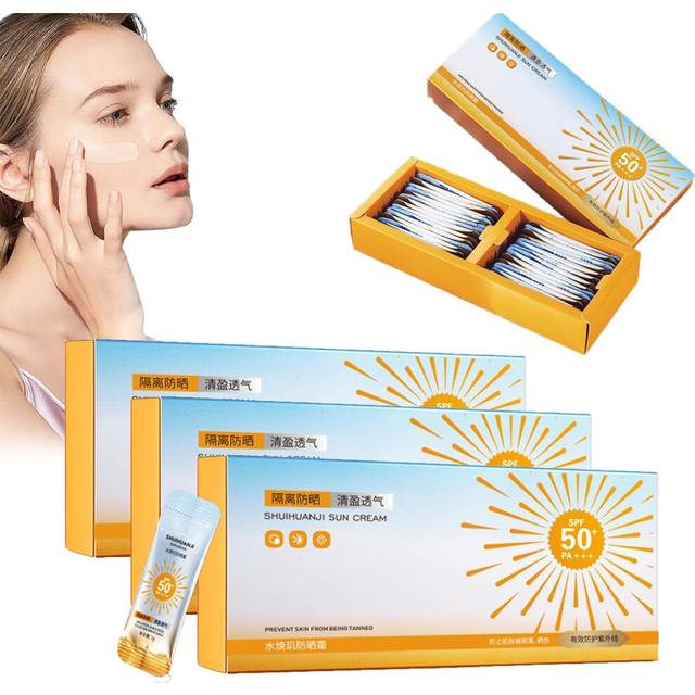 3 Box of Travel Size Sun Protection, Mini Sun Cream, Sunscreen Lotion for the Face with SPF 50, Sunscreen Lotion with UVA/UVB Protection