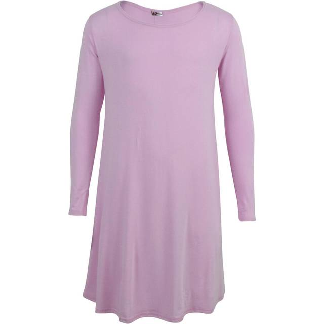 (5-6 Years, Baby Pink) Girls Swing Dress Plain Dance Party Summer Dresses