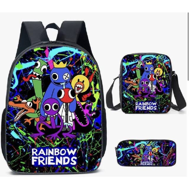 kids horror cartoon rainbow friends backpack With Lunch Bag And Pencil Case