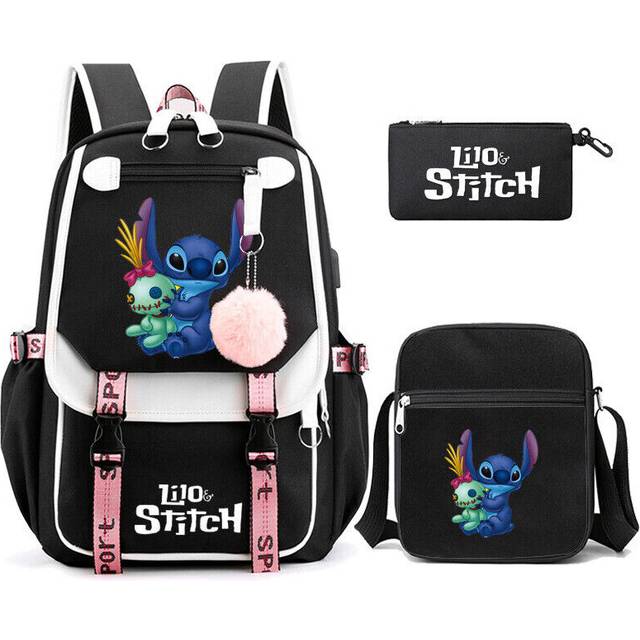 3Pcs/Set Lilo Stitch Printed Backpack Bookbag Rucksack Bagpack Schoolbag new