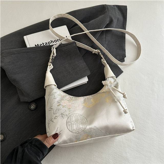 (White) Beautifully Crafted Small Silk Handbag For Women Trendy Street Style Bag Available In White Blue Pink