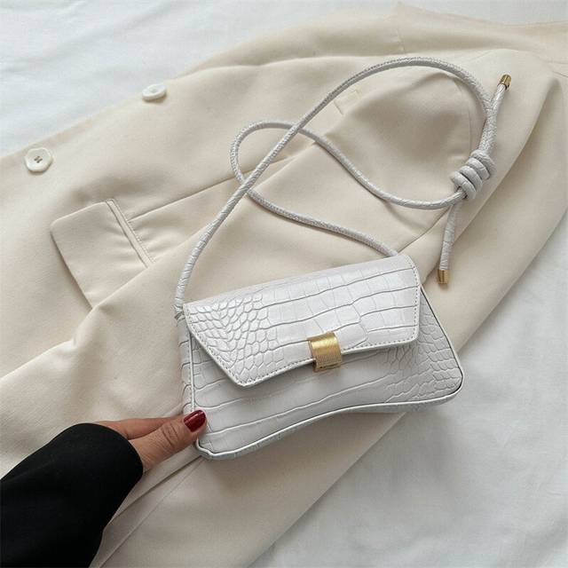 (White) Chic Urban Style Pu Leather Shoulder Bag For Women 2023 Trendy Small Tote
