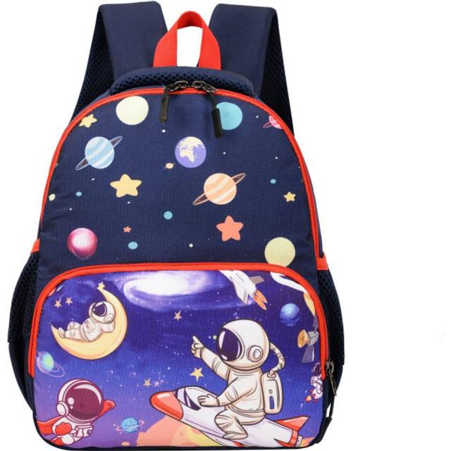 (Deep Blue Planet) Large Capacity Kids School Bag With Fun Cartoon Design Ideal Backpack For Education