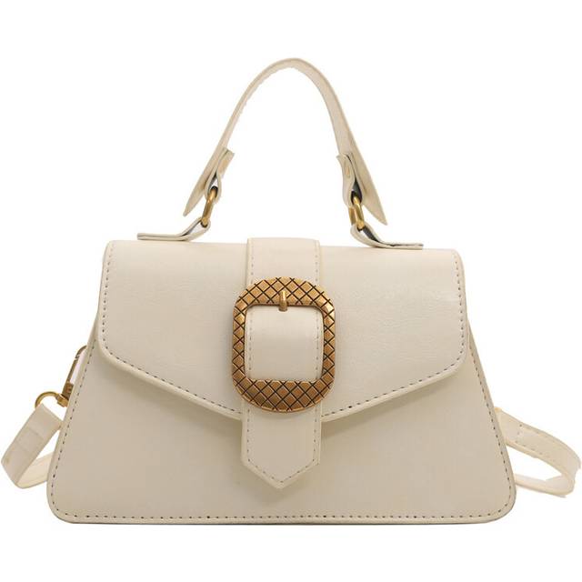 (White) Versatile Urban Minimalist Womens Handbag 2024 Summer New Vintage Lock Accent Shoulder Bag For Daily Use