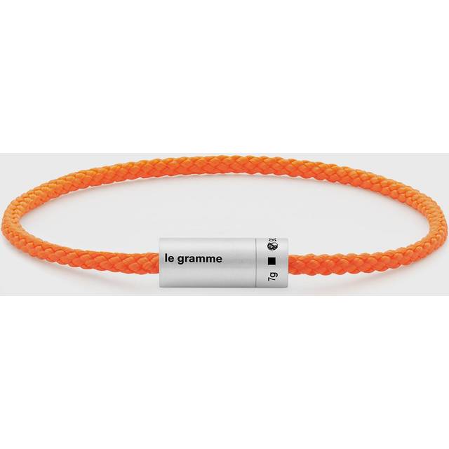7g Brushed Sterling Silver Nato Cable Bracelet - Orange
