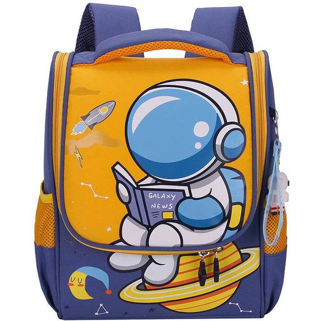 (Yellow) Charming Spacethemed Kids Backpack Genderneutral Nylon Material School Bag For Toddlers