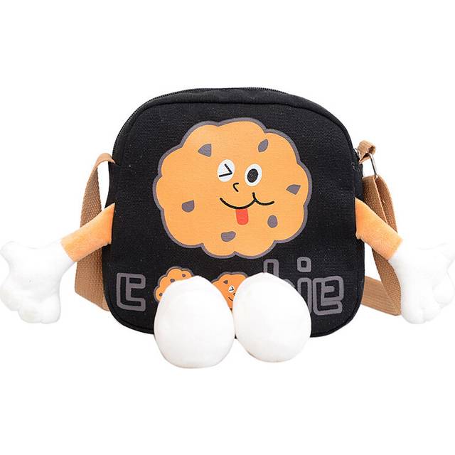 (Black) Stylish 2023 Canvas Cookie Backpack For Kids Pure Color Cute School And Commute Bag