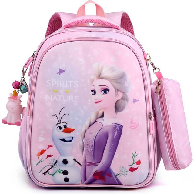 (Elsa) Kids Durable Nylon Backpack With Cartoon Characters For Boys And Girls School Use