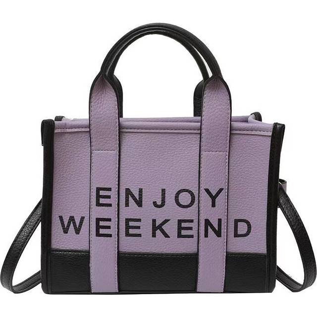 (purple) Women's Fashion Tote Bag New Contrasting Lettered One-Shoulder Crossbody Bag Briefcase