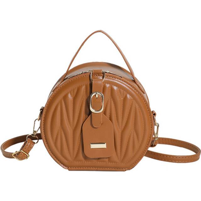 (Brown) Crossbody Fashionable Quilted Bag Medium Soft Pu With Polyester Lining