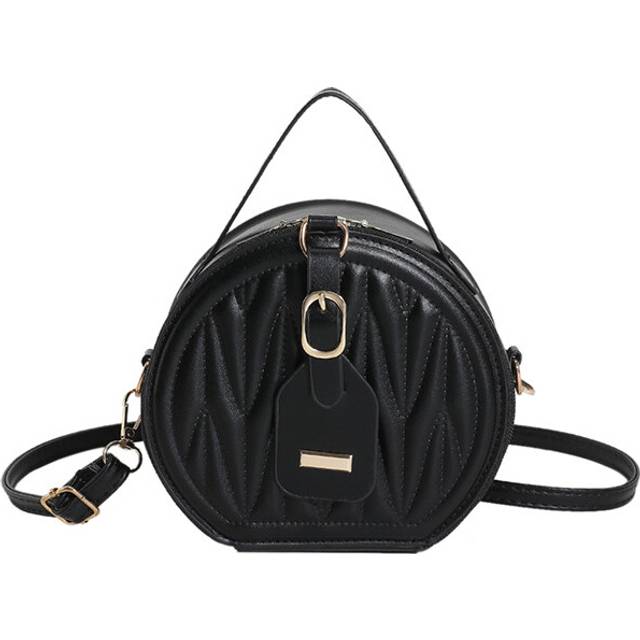 (Black) Crossbody Fashionable Quilted Bag Medium Soft Pu With Polyester Lining