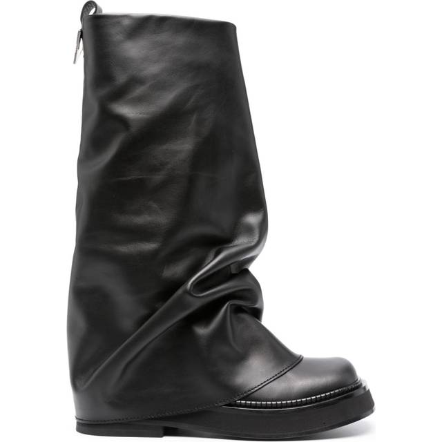 The Attico - Robin layered leather boots - women - Calf Leather/Calf Leather/Calf Leather - 37 - Black