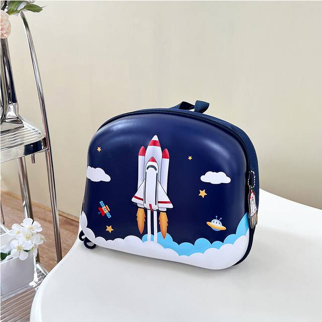 (Navy) Fashionable Kids Animal Print Backpack With Curved Shoulder Straps For Comfort