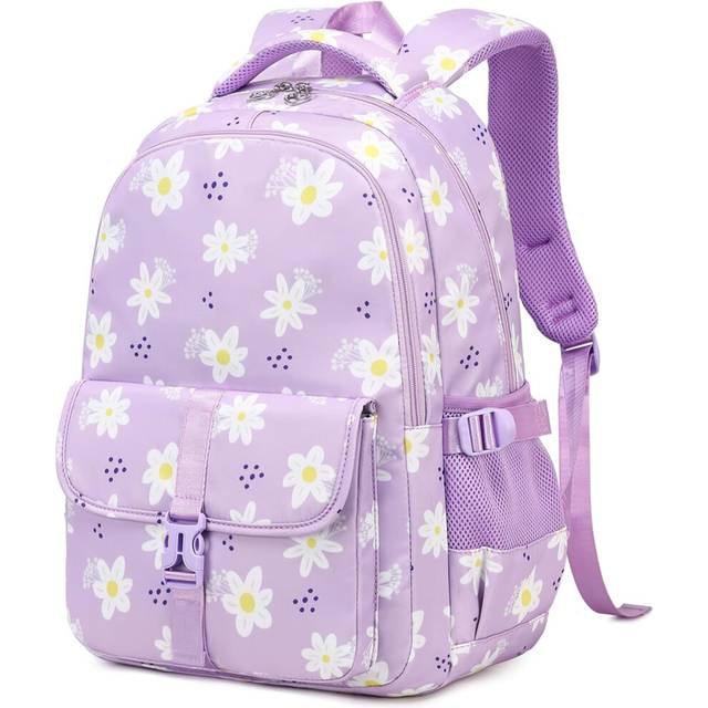 (Purple) Daisy Backpack for Girl,| Daisy Print Girls Backpack for Elementary Secondary School Bags