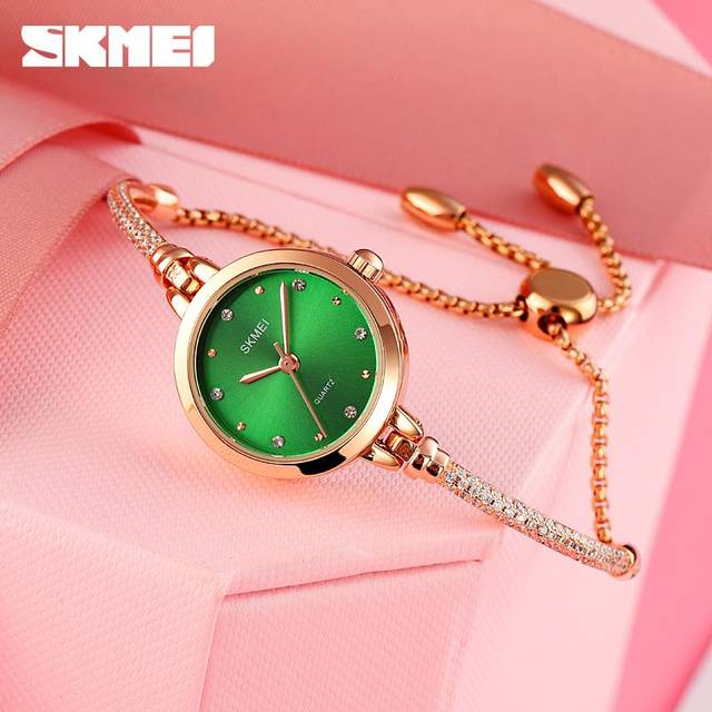 SKMEI Fashion Women Watches Japan Quartz movement Ultra Slim Bracel Female Girl Clock Ladies Wristwatches black