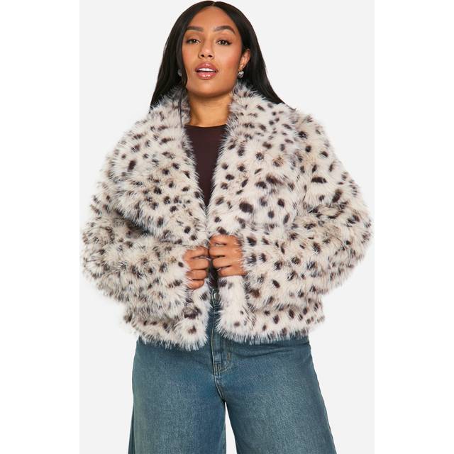 Womens Plus Vintage Look Leopard Faux Fur Coat - Multi - 26, Multi