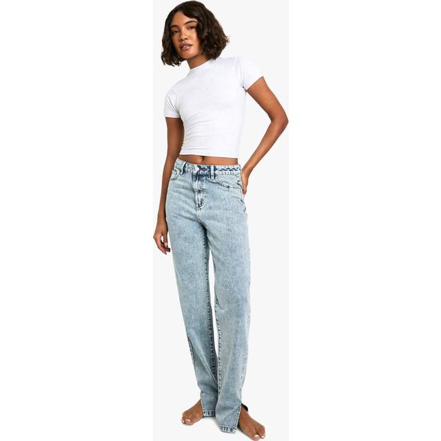 Womens Tall Basics Split Hem Straight Leg Jeans - Blue - 8/36L